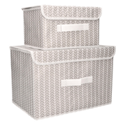 Organizery tekstylne 38x25x23 cm + 26x20x16cm komplet 2 sztuk z pokrywami