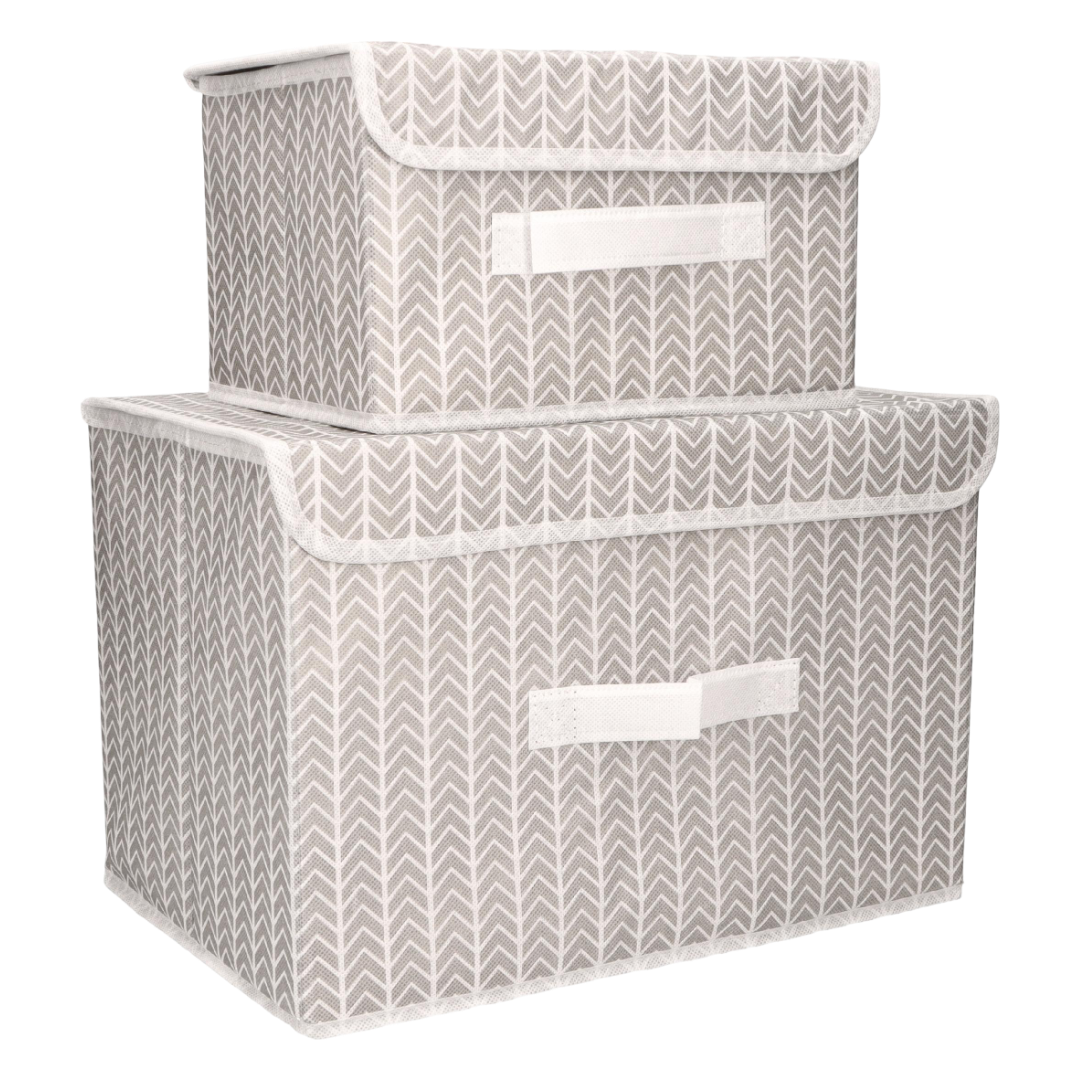 Organizery tekstylne 38x25x23 cm + 26x20x16cm komplet 2 sztuk z pokrywami