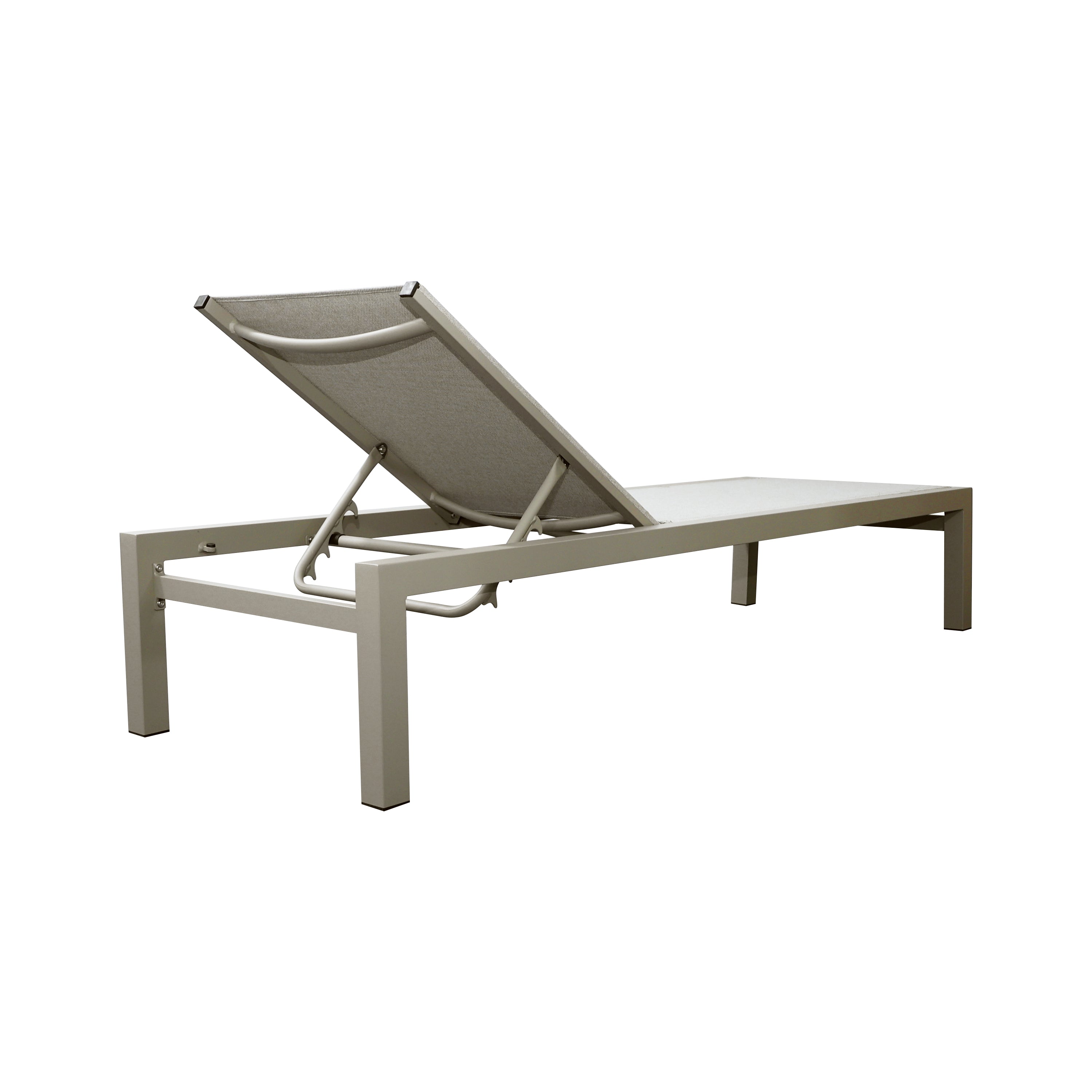 Leżak Ogrodowy Basenowy Aluminium Beżowy na Taras 190x65x30 cm