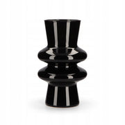Osłonka Ceramiczna Czarna 20 cm Nowoczesny Wazon Falisty Elegancki Ozdobna