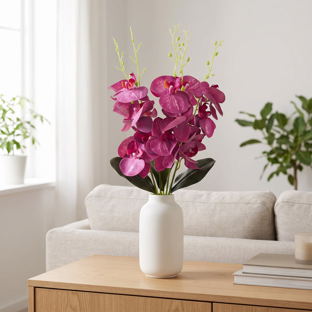 Storczyk Sztuczny Bukiet Intensywnie Różowy 59cm Orchidea 5 Gałązek