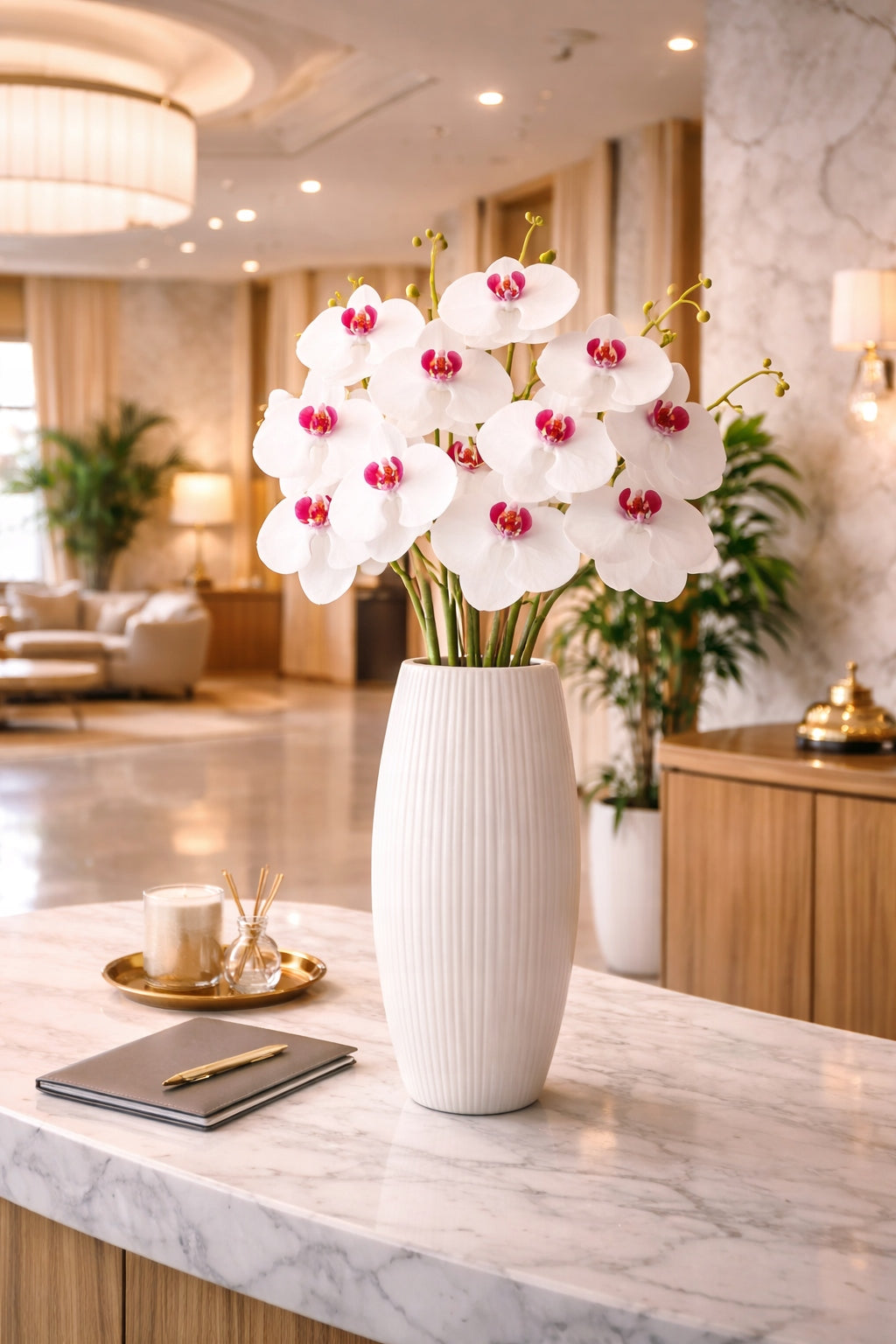 KWIAT SZTUCZNY STORCZYK 92 CM POJEDYNCZA GAŁĄZKA ORCHIDEA DUŻE KWIATY