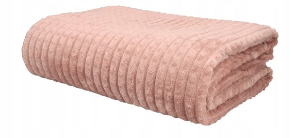 Koc 200x220cm Wytłaczany Pudrowy Róż Miękki Ciepły Narzuta na Łóżko Premium
