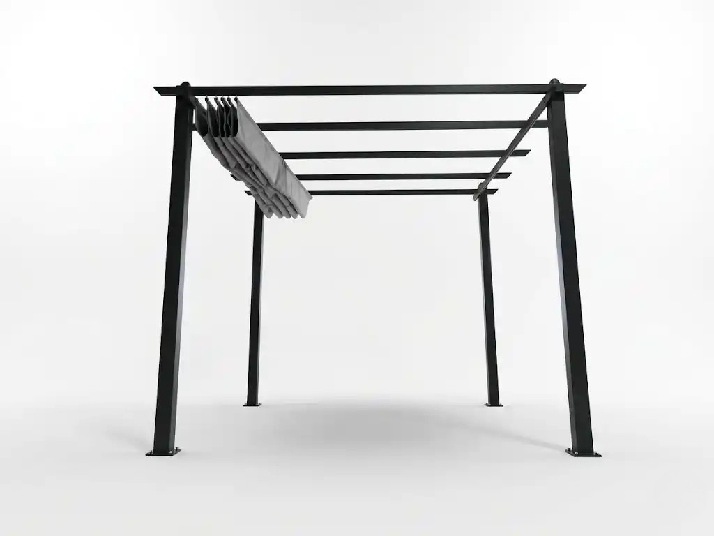 Grafitowa Pergola do Ogrodu na Taras Patio Aluminiowa Żaluzje 300x300x225cm