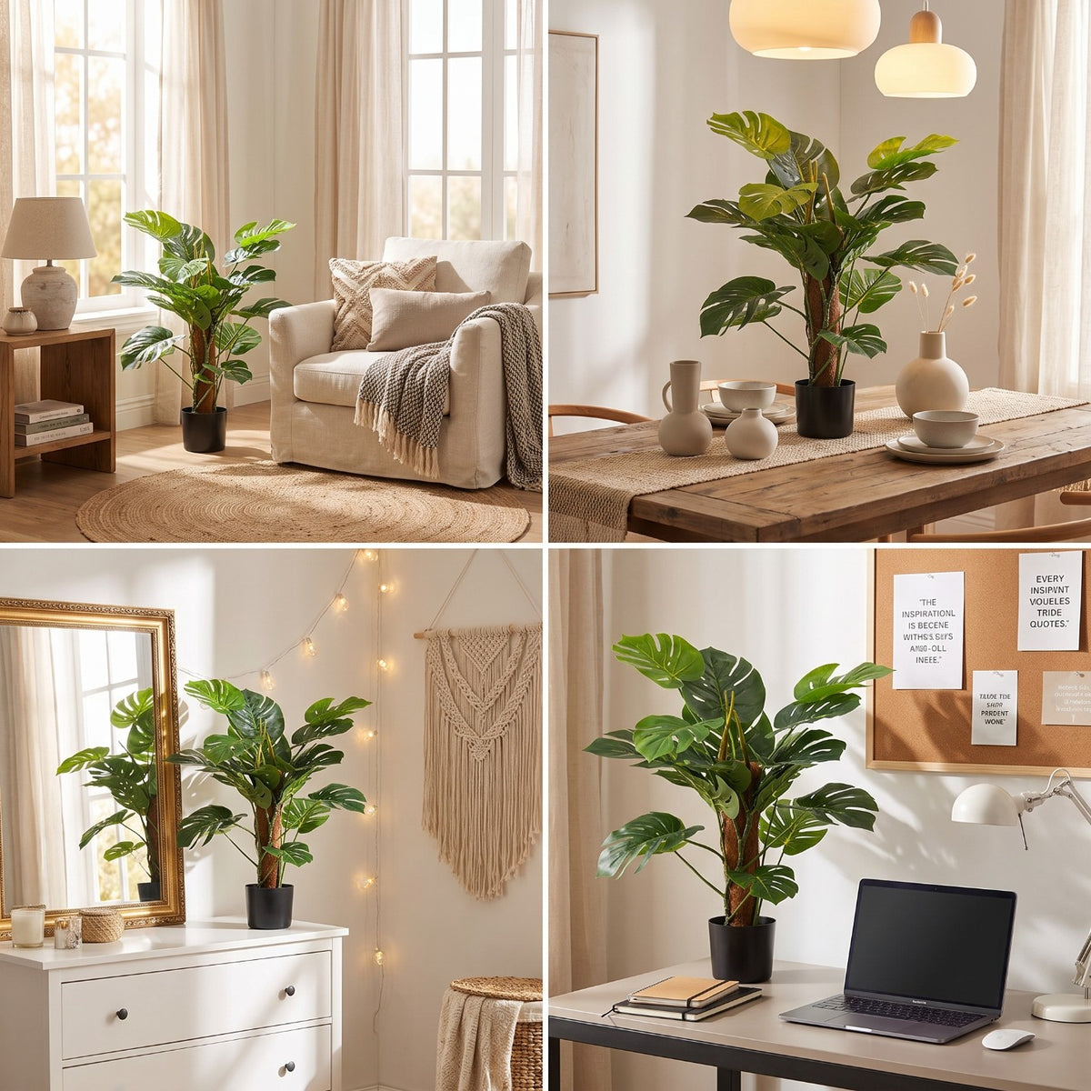 Sztuczna monstera w doniczce 70 cm zielona dekoracja do salonu i biura