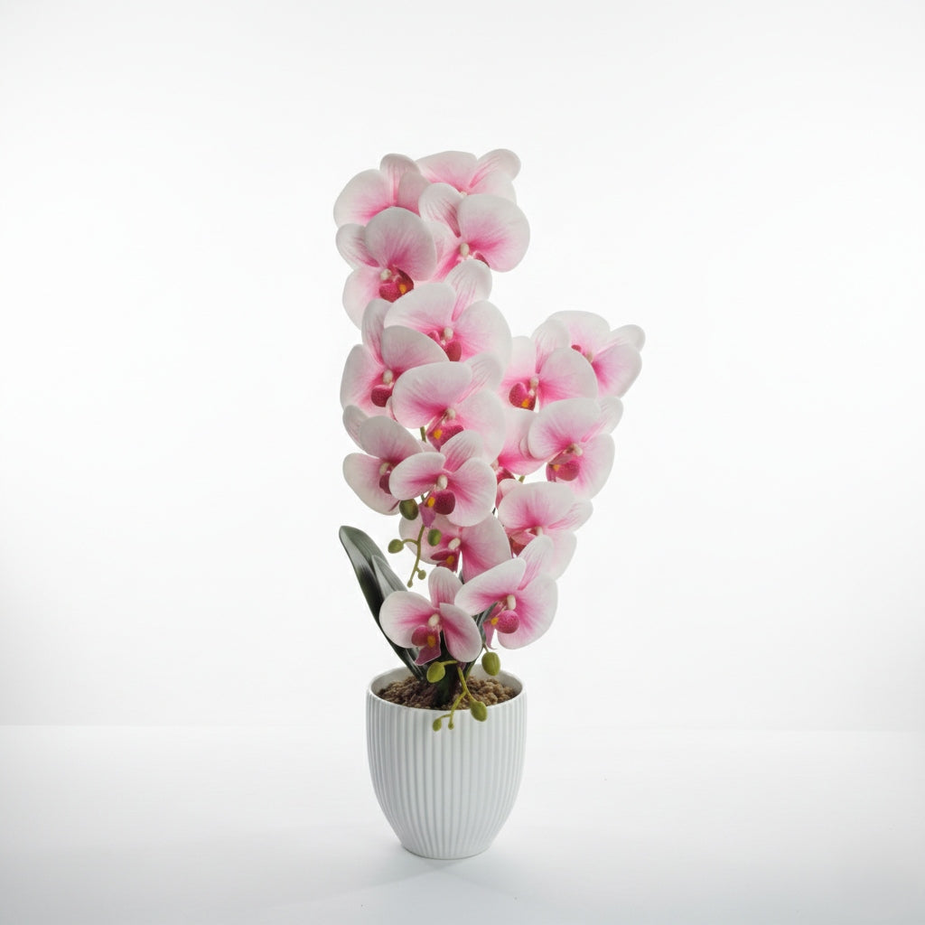 Storczyk w Doniczce Biały Różowy 58 cm Orchidea Kwiat Sztuczny Dekoracyjny