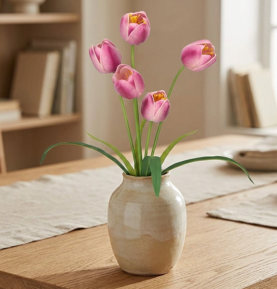 TULIPAN BUKIET TULIPANÓW SZTUCZNYCH PIANKOWYCH 53CM FIOLETOWY