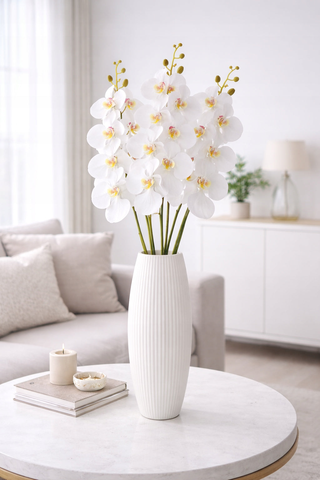 KWIAT SZTUCZNY STORCZYK 92 CM POJEDYNCZA GAŁĄZKA ORCHIDEA DUŻE KWIATY