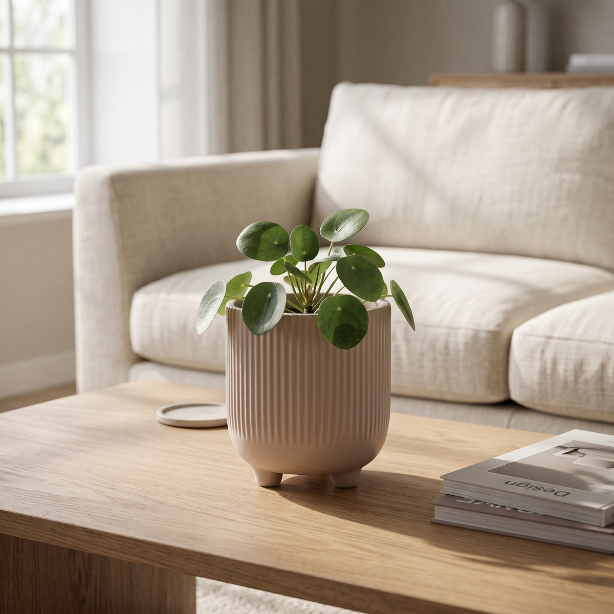 Doniczka Osłonka Kolor Szara 15cm Ceramiczna na Trzech Nóżkach Designerska Donica
