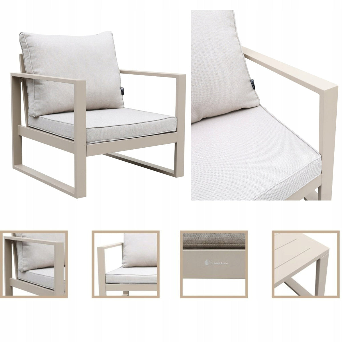 Beżowy zestaw mebli ogrodowych tarasowych 4 el. aluminiowych sofa, kanapa