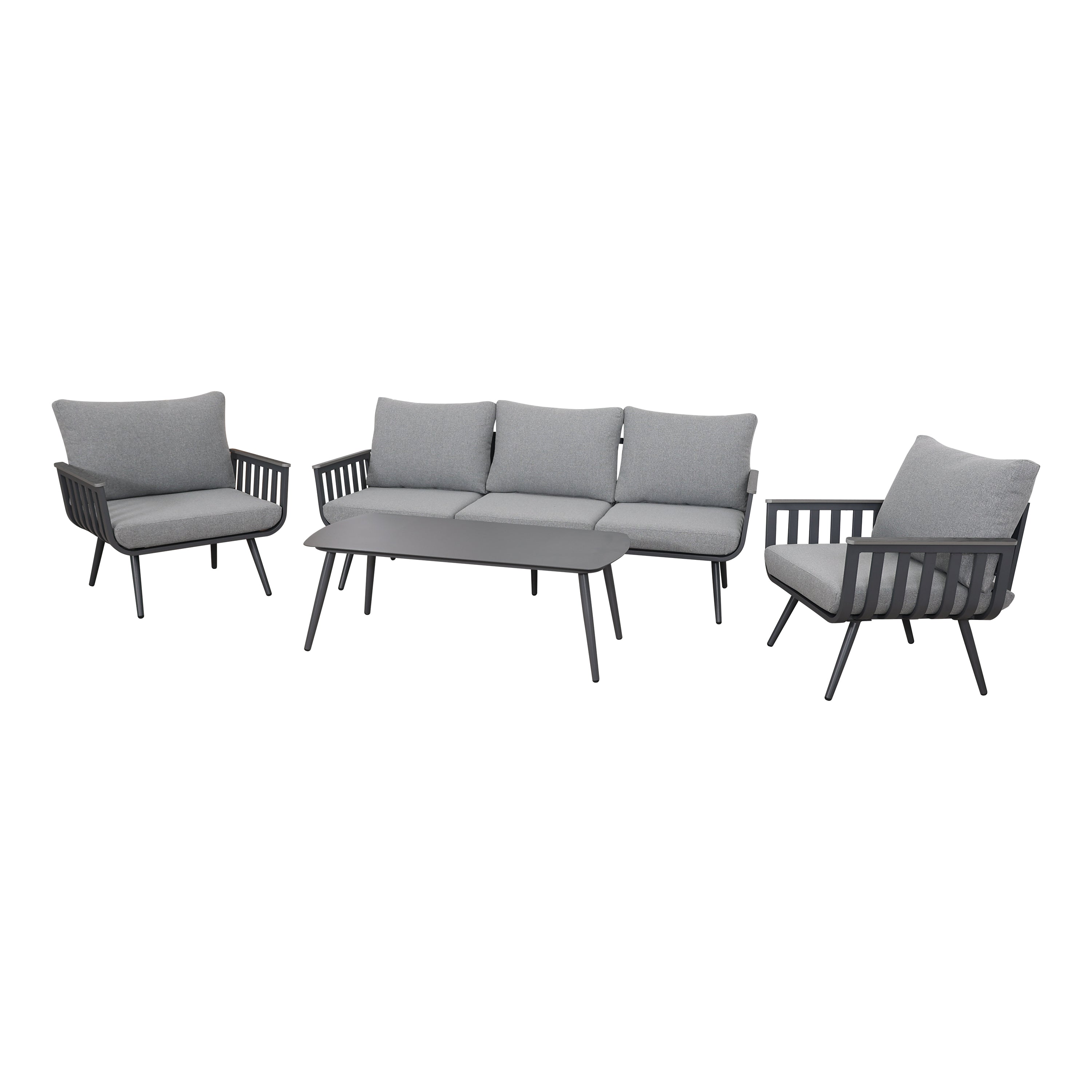 Zestaw Mebli Ogrodowych Sofa Stolik Fotel x2 Grafit