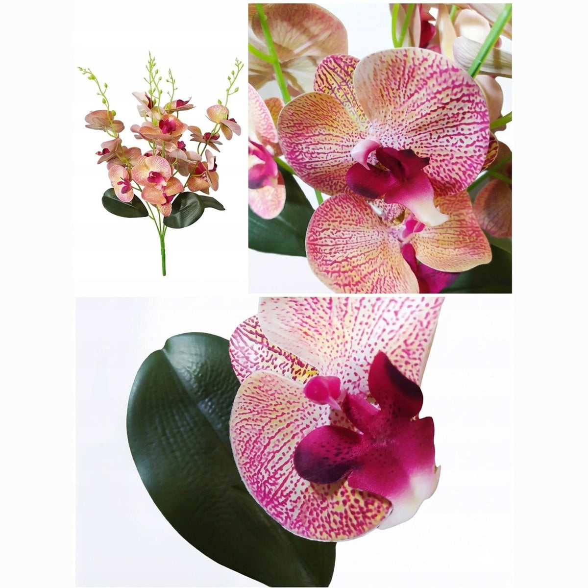Storczyk Sztuczny Bukiet Brzoskwiniowy 59cm Orchidea 5 Gałązek Do Biura