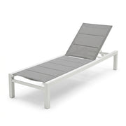 Leżak Ogrodowy Basenowy Aluminium Pianka Miękka Szybkoscnąca 190x65x30 cm Biały Szary