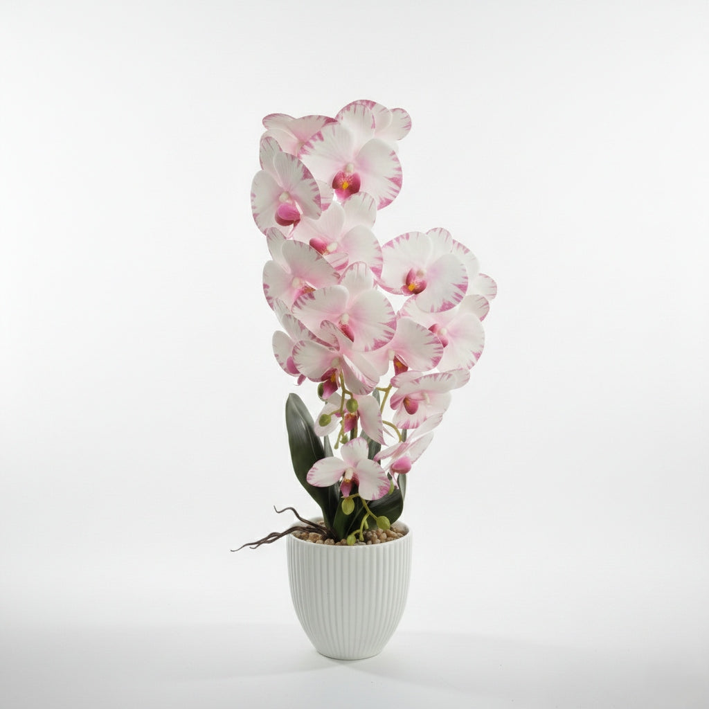 Storczyk w Doniczce Biały 58 cm Orchidea Kwiat Sztuczny Doniczkowy Ozdobny