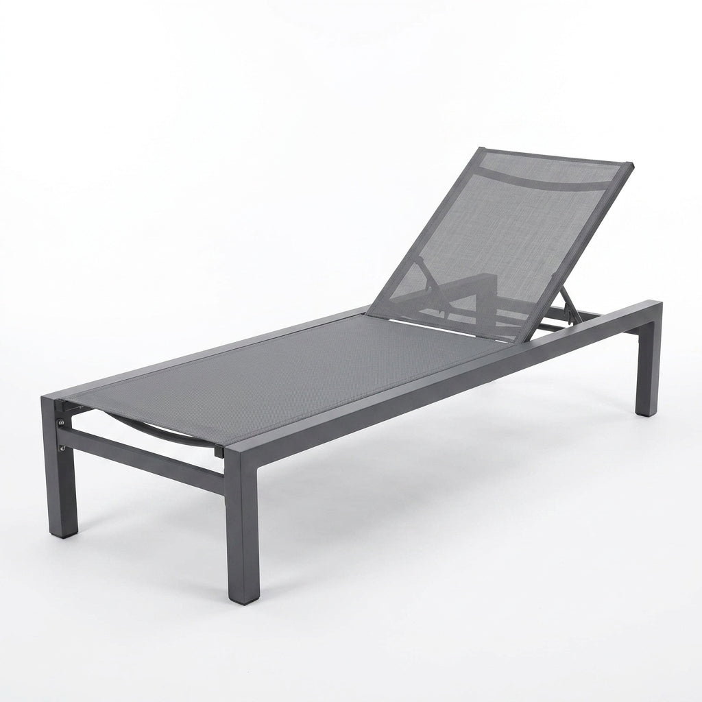 Leżak Ogrodowy Basenowy Aluminium na Taras 190x65x30 cm Grafit