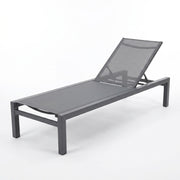 Leżak Ogrodowy Basenowy Aluminium na Taras 190x65x30 cm Grafit
