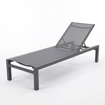 Leżak Ogrodowy Basenowy Aluminium na Taras 190x65x30 cm Grafit