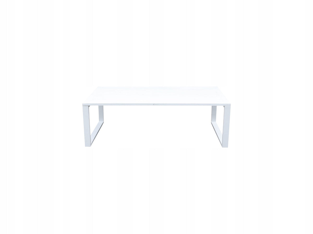 Zestaw mebli ogrodowych biały tarasowy 4 el. aluminiowych sofa, kanapa stół