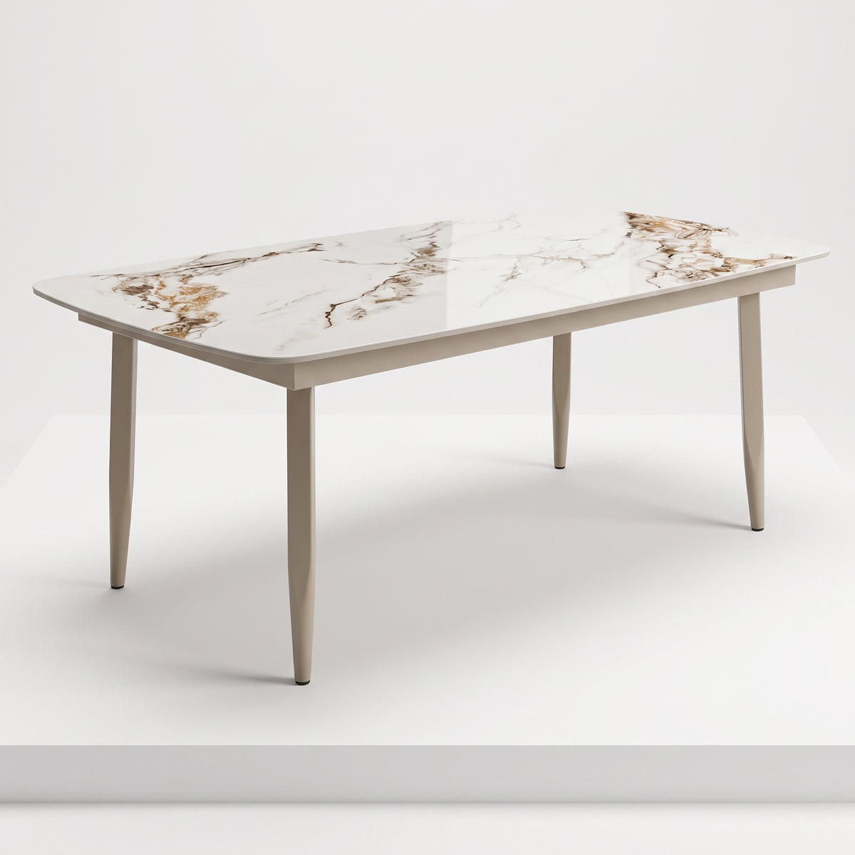 Stół ogrodowy aluminiowy beżowy 180x90 cm Spiek kamienny solidny i trwały