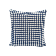 Elegancka Poszewka Dekoracyjna 43x43 cm – Tkana Pepitka 3D (Granatowy / Klasyczny Niebieski / Biel)