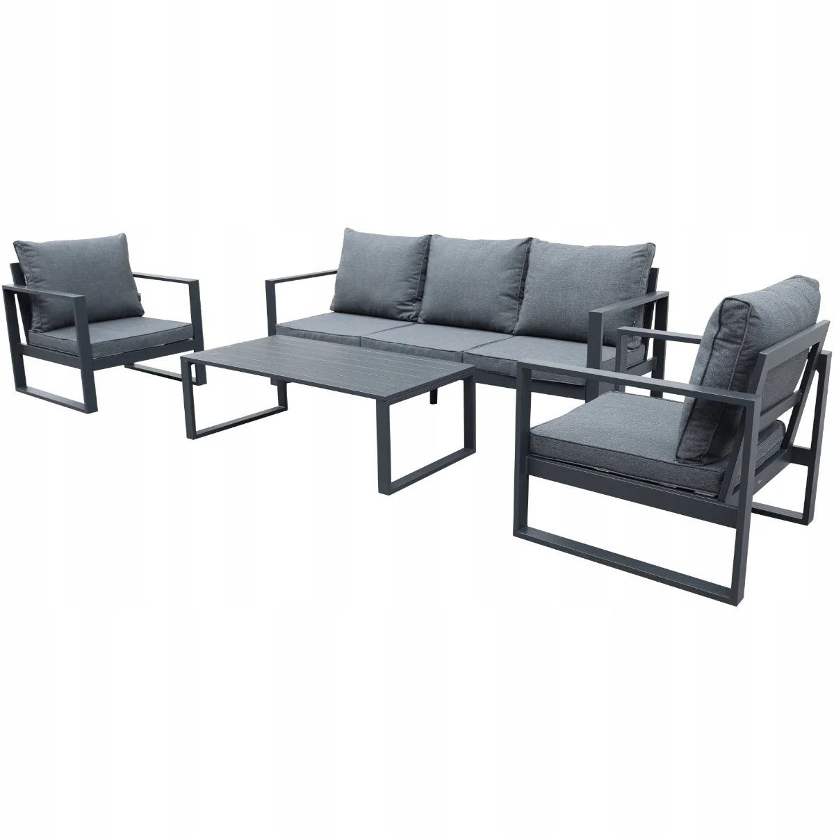 Zestaw mebli ogrodowych antracyt tarasowy 4 el. aluminiowych sofa, kanapa