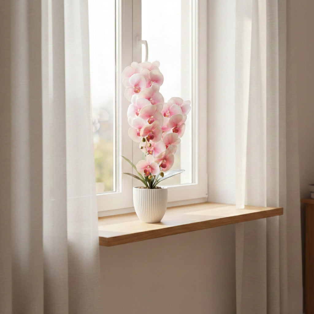 Storczyk w Doniczce Biały Różowy 58 cm Orchidea Kwiat Sztuczny Dekoracyjny