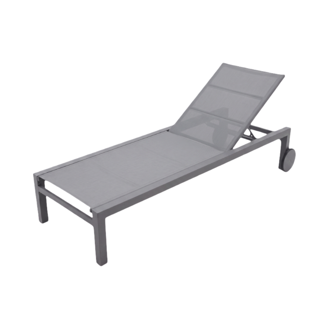 Leżak Ogrodowy Basenowy Aluminium z Kółkami Leżanka na Taras 190x65x35 cm Szary Grafit