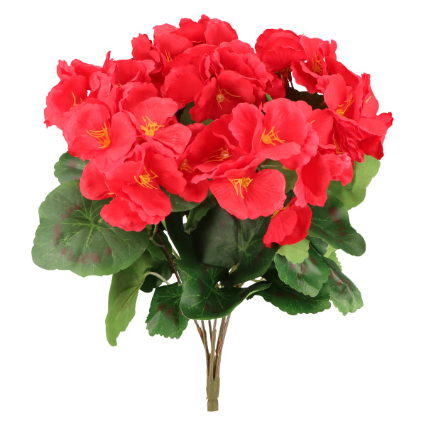 Sztuczna Pelargonia Czerwona Bukiet 7 Gałązek 37 cm Dekoracja Kwiat Ozdoba