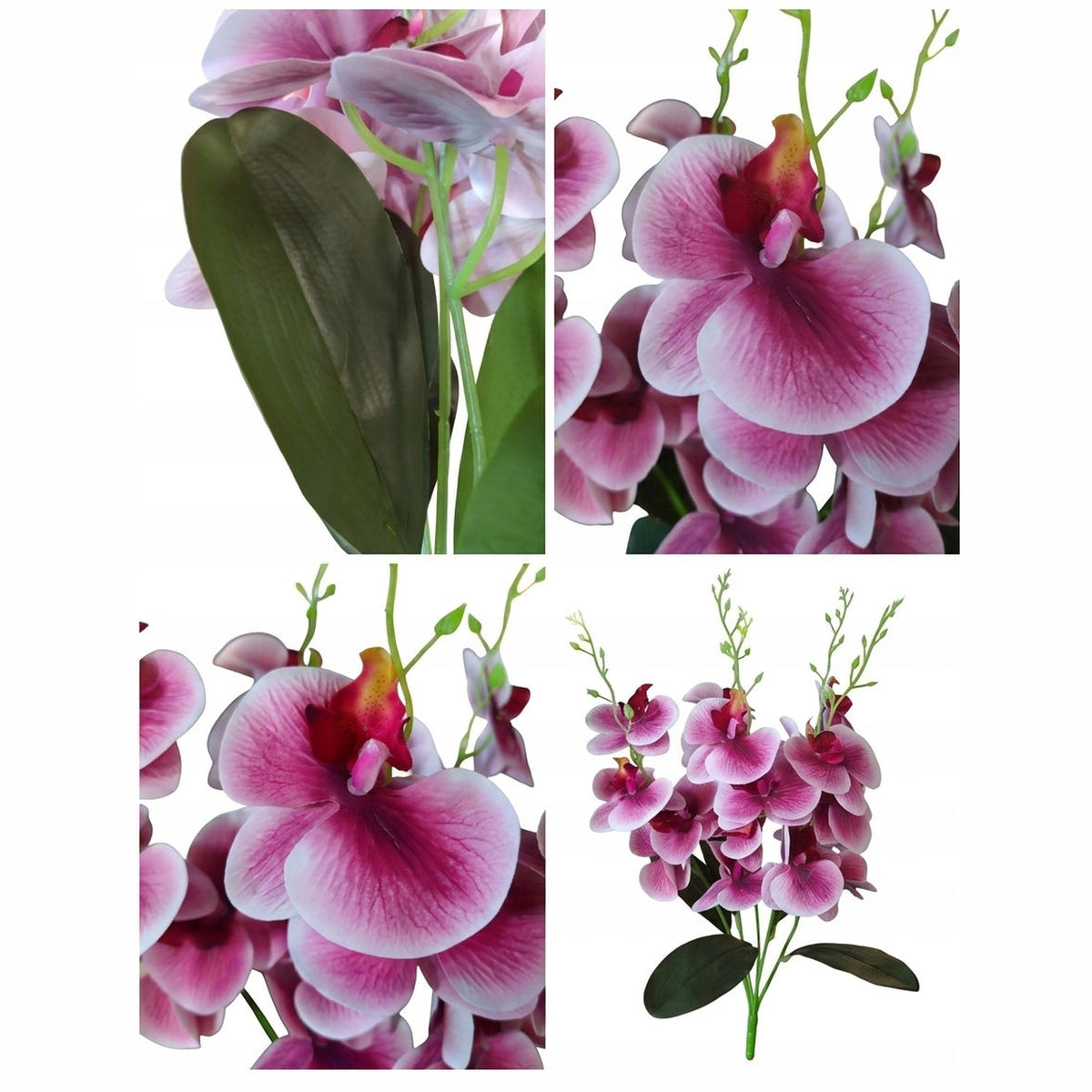 Storczyk Sztuczny Bukiet Biało-Różowy 59cm Orchidea 5 Gałązek Do Salonu