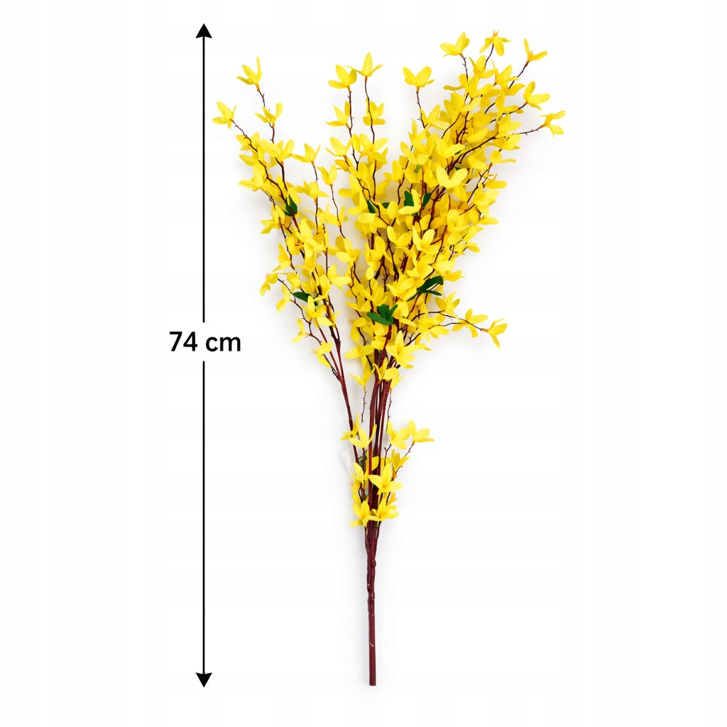 KWIAT SZTUCZNY FORSYCJA 74 CM GAŁĄZKA DEKORACYJNA ŻÓŁTE KWIATY OZDOBNE