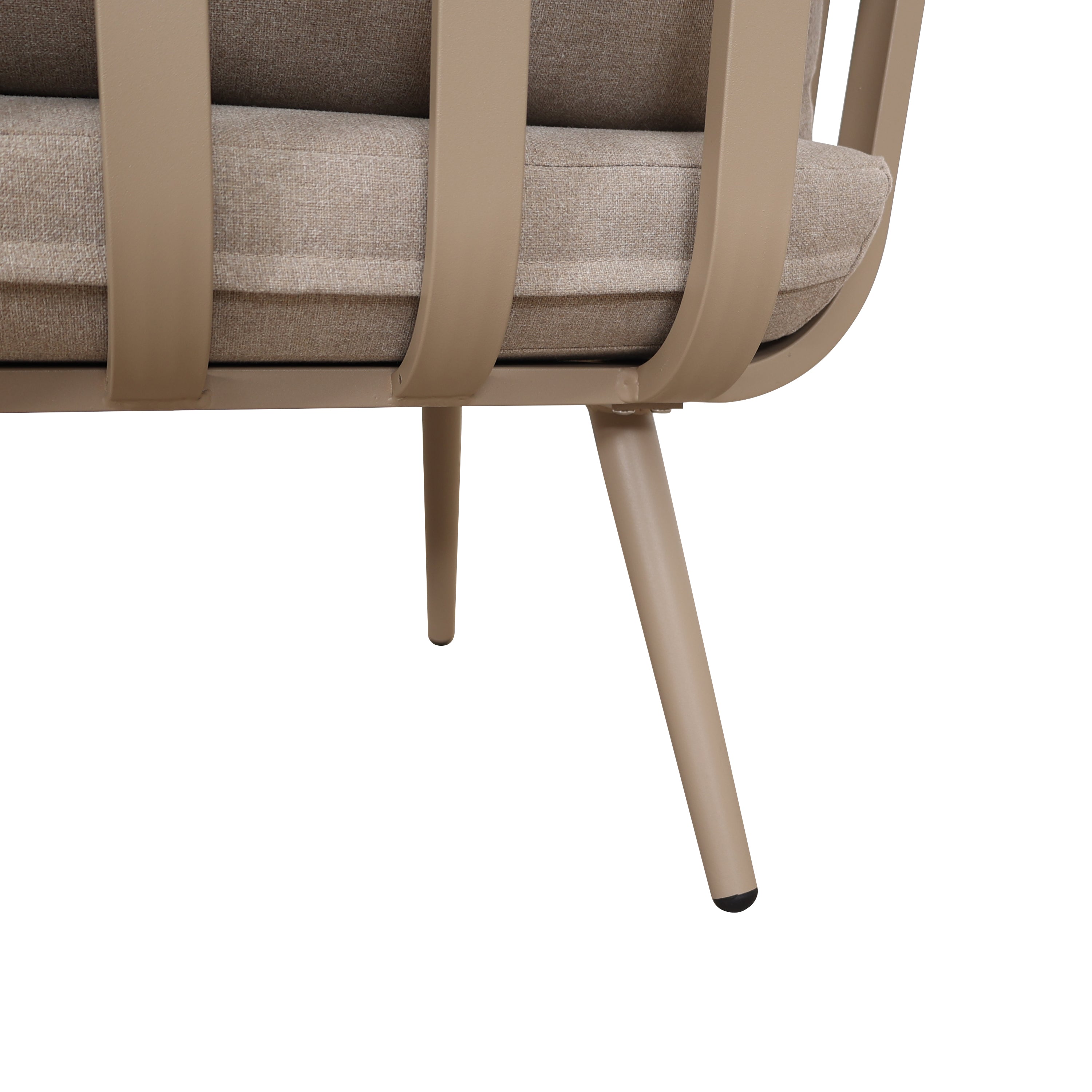 Zestaw Mebli Ogrodowych Sofa Stolik Fotel x2 Beżowy Drewnopodobny