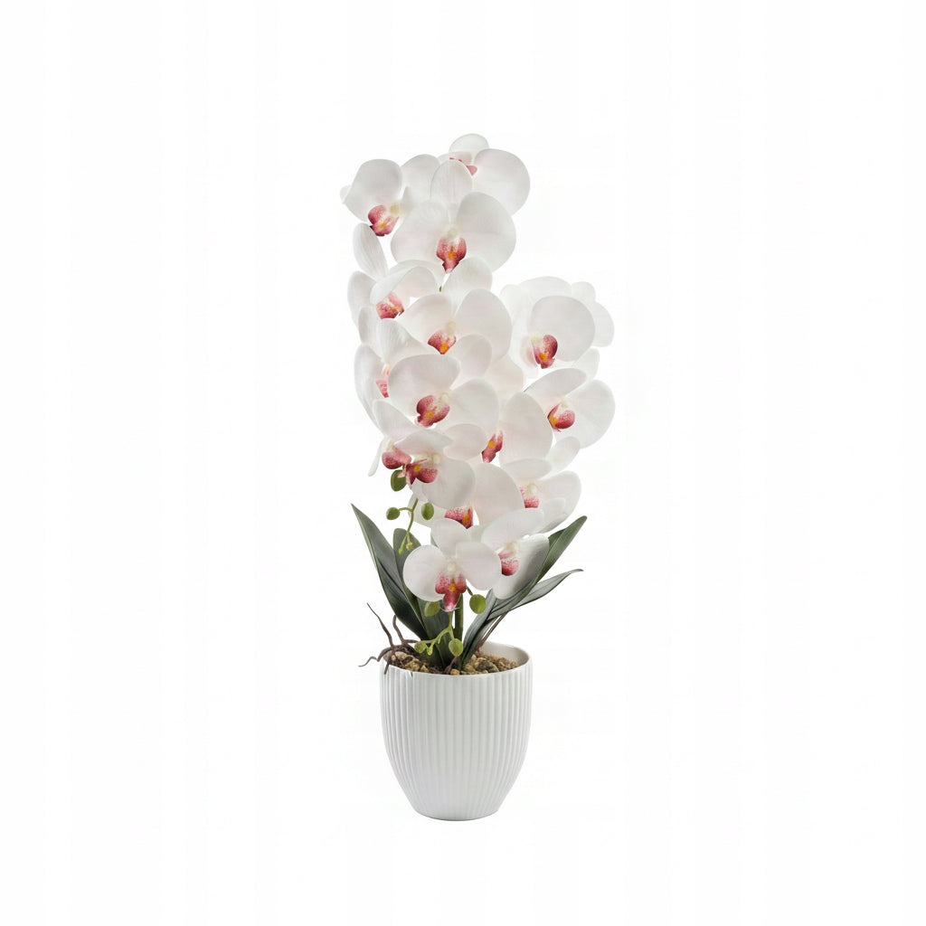 Storczyk w Doniczce Biały 58 cm Orchidea Kwiat Sztuczny Doniczkowy Ozdobny