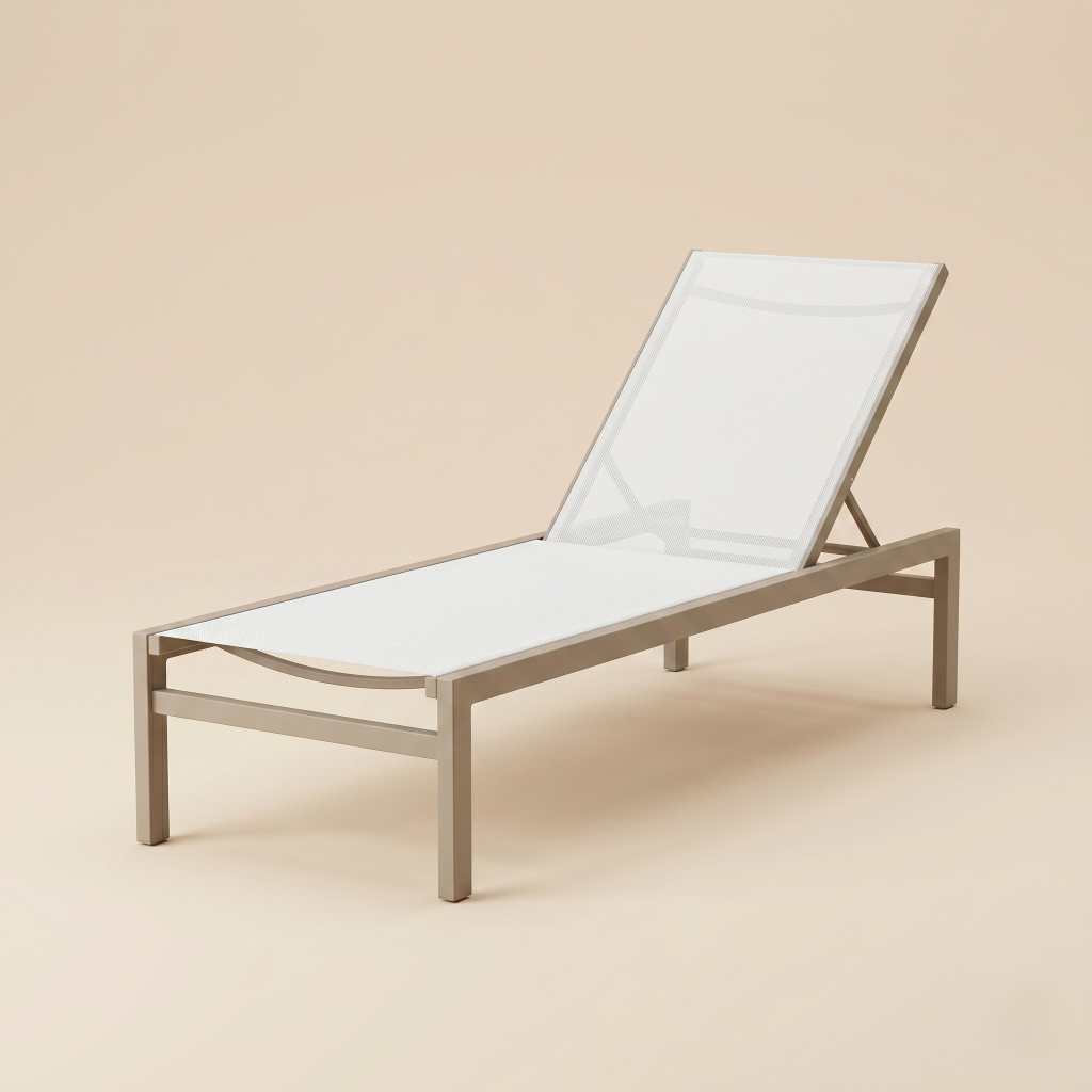Leżak Ogrodowy Basenowy Aluminium Leżanka na Taras 190x65x30 cm Biel Beż