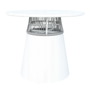 Stół ogrodowy aluminiowy okrągły 90 cm ze stylowym plecionym oplotem biały
