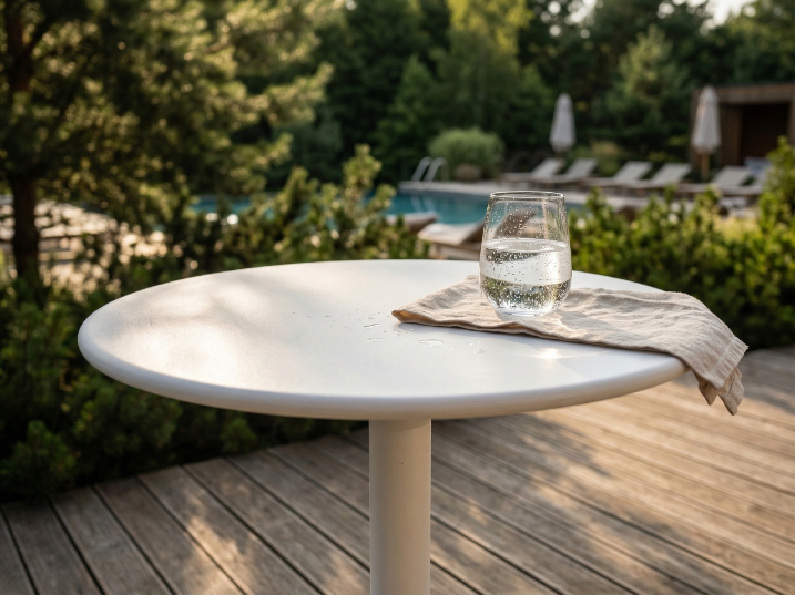 Stolik Ogrodowy Stalowy Okrągły Fi 70 cm Biały Taras Balkon Ogród