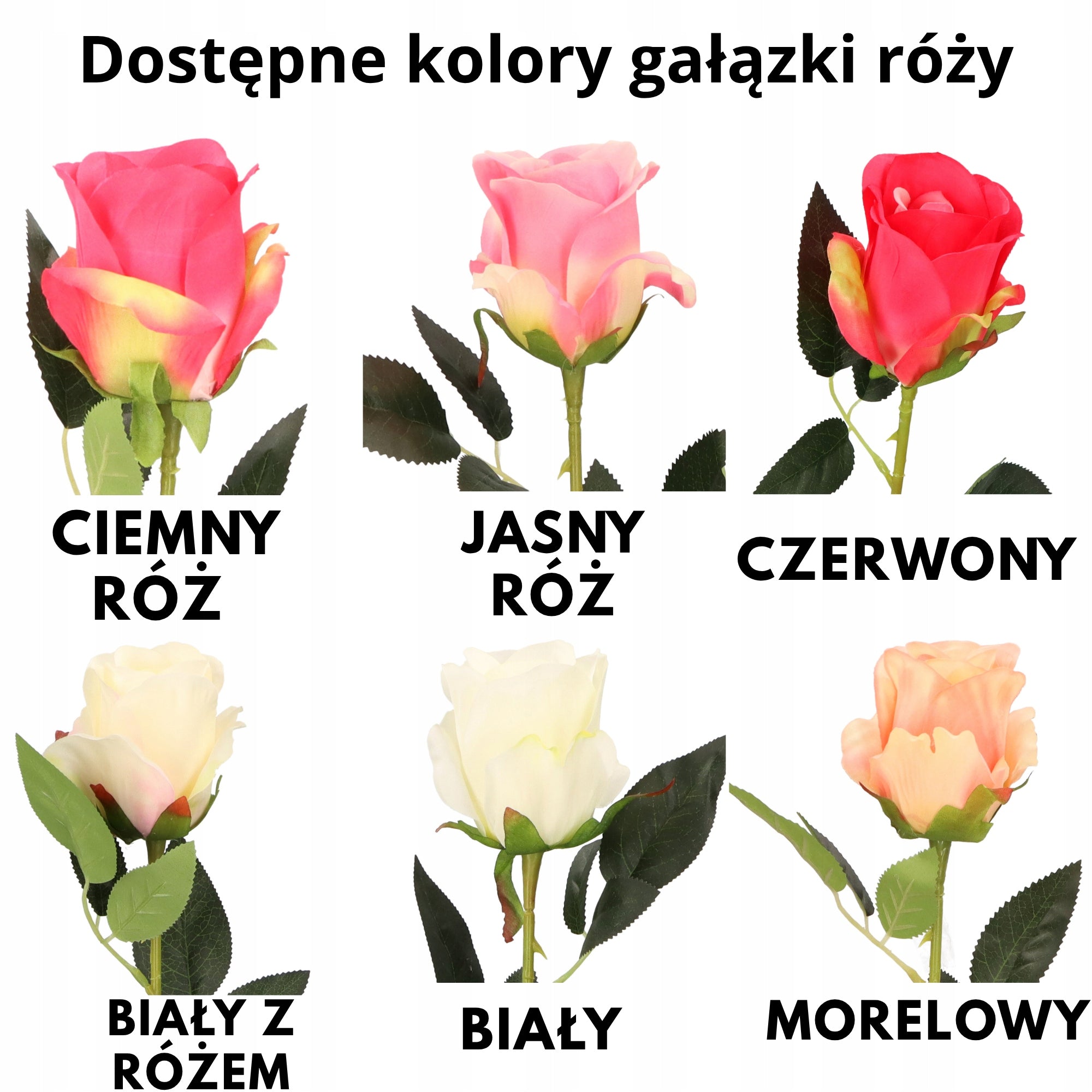Róża sztuczna gałązka 53 cm realistyczny kwiat dekoracyjny dostępne kolory