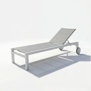 Leżak Ogrodowy Basenowy Biały Aluminium z Kółkami Leżanka  Taras 190x65x35