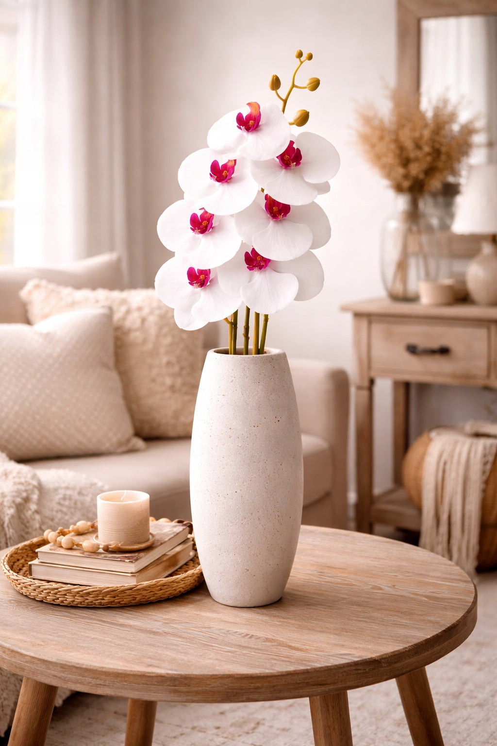 KWIAT SZTUCZNY STORCZYK 92 CM POJEDYNCZA GAŁĄZKA ORCHIDEA DUŻE KWIATY