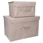 Organizery tekstylne Zygzak 38x25x23cm + 26x20x16cm komplet 2szt + pokrywki