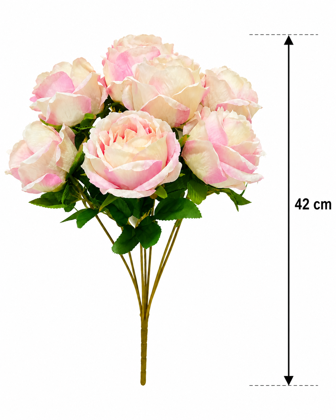 Bukiet Róż Sztucznych 42 cm Jasny Róż Dekoracja Do Wazonu Salon Taras
