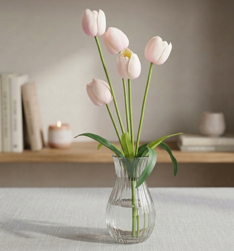 TULIPAN BUKIET TULIPANÓW SZTUCZNYCH PIANKOWYCH 53cm KOLOR BIAŁY