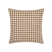 Elegancka Poszewka Dekoracyjna 43x43 cm – Tkana Pepitka 3D (Karmelowy / Brąz / Biel)