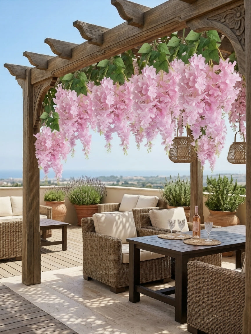 Wisteria Sztuczne Kwiaty Girlanda 65CM Kwiaty Wiszące Balkon Taras Ślub