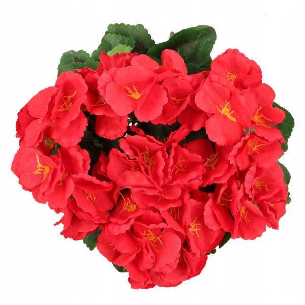 Sztuczna Pelargonia Czerwona Bukiet 7 Gałązek 37 cm Dekoracja Kwiat Ozdoba