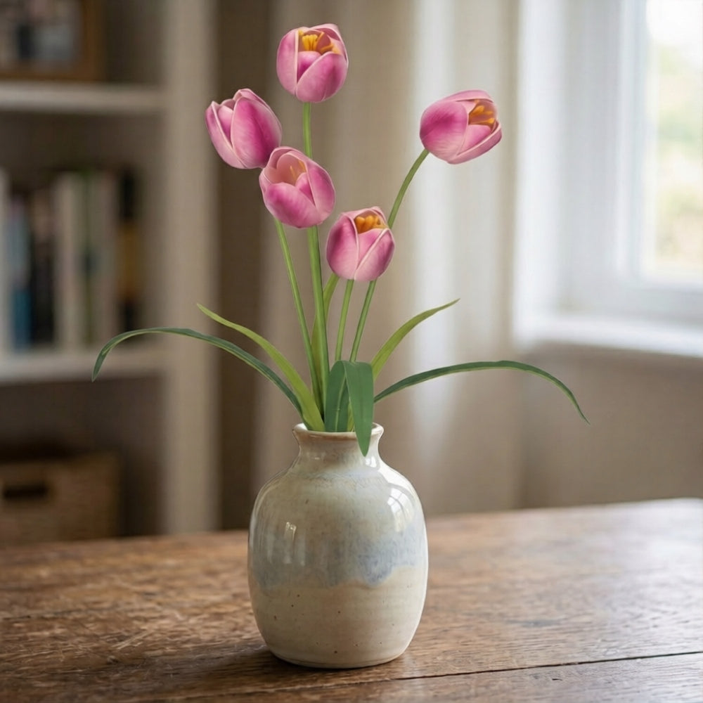 TULIPAN BUKIET TULIPANÓW SZTUCZNYCH PIANKOWYCH 53CM FIOLET