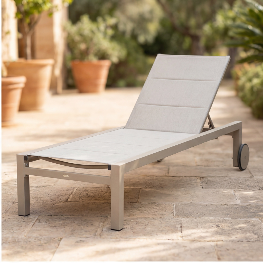 Leżak Ogrodowy Basenowy Aluminium z Kółkami Leżanka na Taras 190x65x35 cm