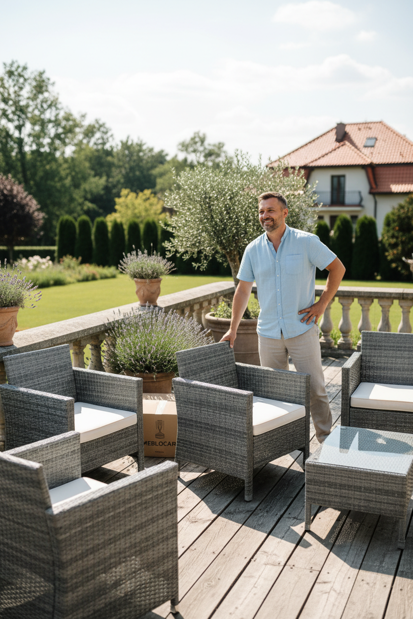 Klient z meblami ogrodowymi