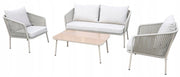 Zestaw mebli ogrodowych beżowy aluminium sofa fotele stolik sznurowanie